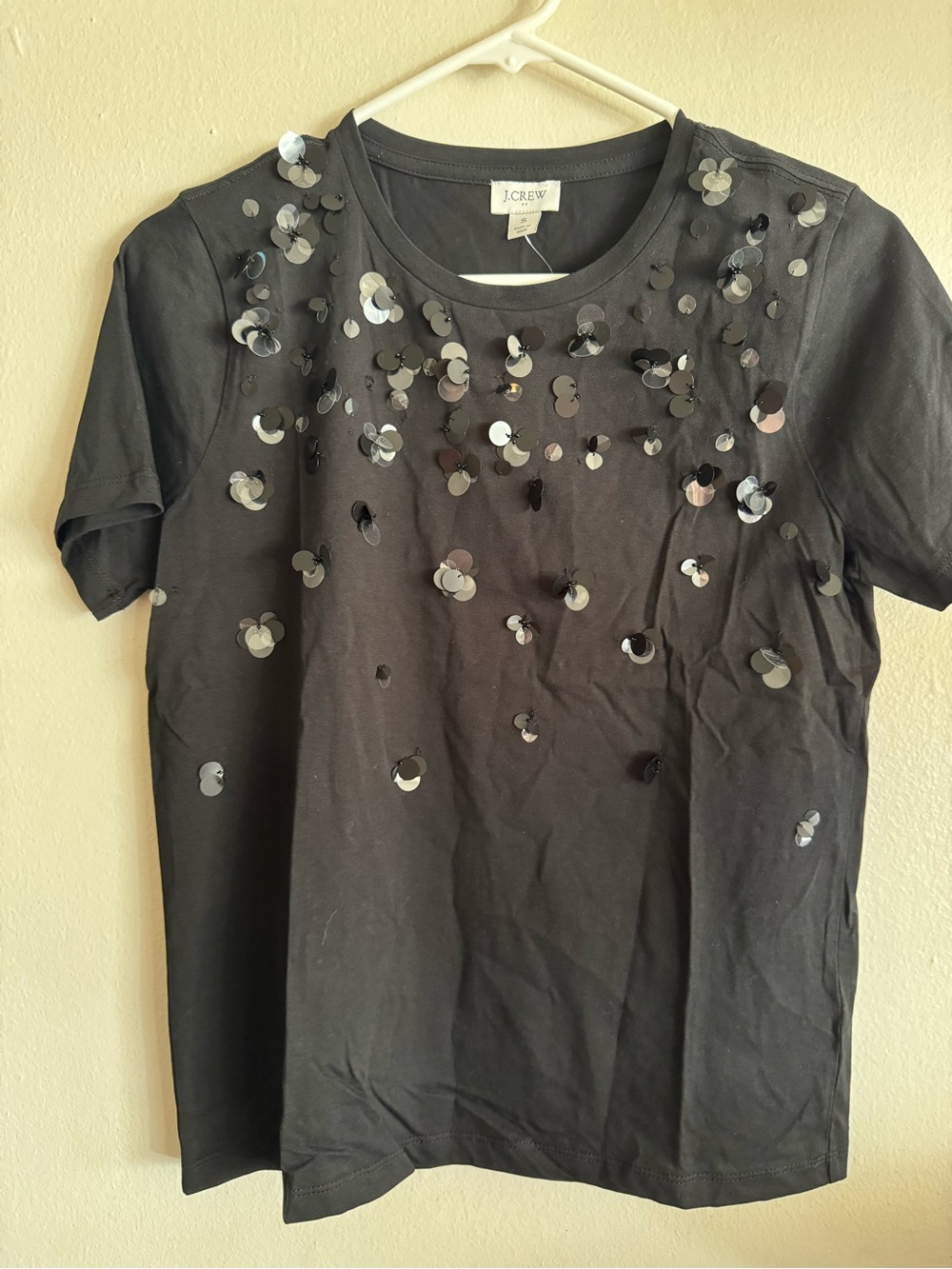 J. Crew Black Sequin Crewneck Tee NWT